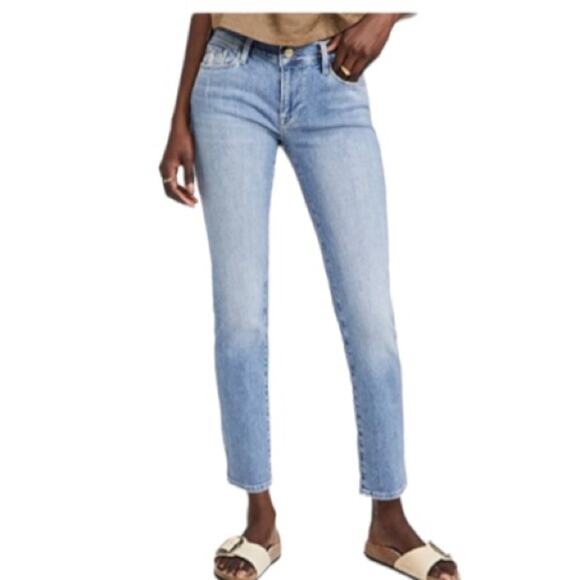 Frame - Le Garcon Mid-Rise Boyfriend Jean in Light Blue Overturn-size 25 - Picture 1 of 14